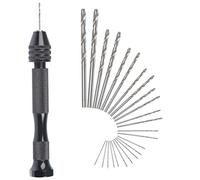 FOCCTS 25Pcs Pin Vise Hand Drill Set Holding 0.3-3.4mm Bits For Model Resin Jewelry Walnut Wood Crafts,etc
