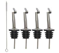 FOCCTS 4 Pieces Pourers for Alcohol Oil Wine + 1 Brush, Pourer for Drinks, Pourer for Oil, Stainless Steel