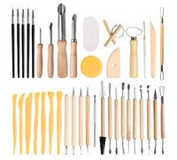 FOCCTS 40Pcs Pottery Clay Sculpting Tools, Carving Modeling Clay Sculpting Tools Set Ceramic Tools Clay Sculpting Tool, Polymer Clay Tools for DIY Art, Engraving, Ceramic, Modeling, Embossing