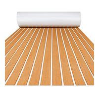 FOCEAN Boat Flooring EVA Foam Boat Decking, Faux Teak Marine Mat Boat Carpet Sea Deck Marine Flooring for Motorboat RV Yacht Kayak Surfboard, 94.5''x 23.6'', Brown+White Lines