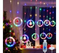 Focefec Christmas Window Lights, Xmas Curtain Fairy Light 3mx0.6m, Waterproof Lights for Christmas Decoration Indoor Outdoor, USB Powered, Curtain Lights for Party, Bedroom, Wedding Wall, Multicolor