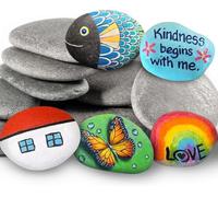 Focenat 10 Pack Painting Pebbles, 5-8 cm Flat Natural Rocks for Craft | flat pebbles smooth river stones art kit for kids diy school project decoration decorating flower pots gardens aquariums