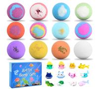 Focenat 12PCS Bath Bomb Gift Set with Surprise Toys Inside, Bath Bombs for Kids, Natural Organic Bubble Bath Bombs, Colorful Bath Fizzies, Birthday Christmas Easter Gift for Boys Girls Women (B)