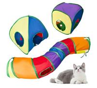 Focenat 3 in 1 Cat Tunnel & Enclosure, Collapsible Pop up Cat Play Tent with Bell Ball & Tunnels for Kitty, Puppy & Rabbit Exercising, Hiding & Training