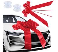 Focenat 30 Inch Giant Red Car Bow, Happy Birthday Large Gift Bow with Suction Cup, Extra Big Loop Pull Present Decoration for Vehicle Huge Present, Wedding Christmas New Car Surprise Accessory
