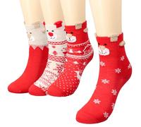 Focenat 4 Pairs Christmas Socks - Women's Cute Funny Winter Warm Socks with Xmas Pattern - Gift for Women, Girls (One Size)
