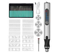 Focenat 40PCS Electric Engraving Tool Kit, Mini Engraving Pen, USB Rechargeable Mini Engraver with 20 Drills and Templates, Etching Pen, Electric Carving Tools for Glass Wood Metal Stone Nails Jewelry