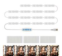 Focenat 5 Color LED Vanity Mirror Lights Kits, 45 LED Makeup Lights 5 Level Adjustable Brightness, White Light Make up Light with USB Power Cord for Dressing Table Room Bedroom, Bathroom