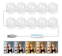Focenat 5 Colour Vanity Mirror Lights Kits with Dimmable 10 Light Bulbs, Hollywood Style LED Makeup Lights with USB Cable, Brightness Adjustable Make up Light for Dressing Table Room, Bathroom