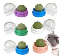 Focenat 6 Pcs Rotating Catnip Balls for Cats Licking, Wall Mounted Cat Candy Toy, Natural Edible Interactive Lick Ball for Kittens Indoor Cat, Dental Teeth Cleaning and Play