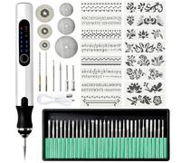 Focenat 60Pcs Engraving Pen,Engraving Pen Tool kit,Rechargeable Customiser Engraving Pen,Engraving Tool with 30 Drills and 16 Templates,for Etching on Glass,Wood,Metal,Stone,Plastic,Nails and Jewelry