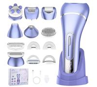 Focenat 7 in 1 Women's Electric Shaver, Women's Electric Epilator, Women's Body Shaver, Women's Intimate Shaver, Waterproof IPX7, LCD Display, for Arms Bikini Zone (Lila)