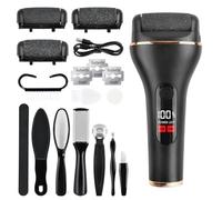 Focenat Electric Pedicure, Callus Foot Remover with 3 Roller, Electric Foot File 2 Speed, IPX7 Waterproof, Professional Electric Pedicure Kit for Eliminating Dead Skin, Calluses (Black)