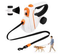 Focenat Extendable Dog Lead, Flexi Lead 5 m, Roller Lead for Dogs, Flexi Dog Leash, with Waste Bag Holder, 360° Anti-Tangle, with LED Light, Waste Bag Holder, for Dogs up to 35 kg
