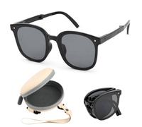 Focenat Foldable Polarised Sunglasses Men Women UV400 TAC Folding Sunglasses Lightweight 30 g with Case Unisex Sunglasses for Outdoor, Travel and Driving, black