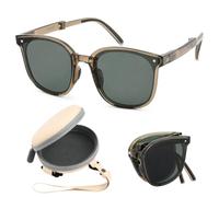 Focenat Foldable Polarised Sunglasses Men Women UV400 TAC Folding Sunglasses Lightweight 30 g with Case Unisex Sunglasses for Outdoor, Travel and Driving, Green