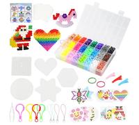 Focenat Fuse Beads Kit, 6300 Pieces Iron Beads for Kids, Fuse Beads Set with Pegboards, Ironing Papers, Lanyards, Key Chains, Clips, Circles, Tweezers, Pattern Guide for DIY Crafts, 24 Colors, 5mm