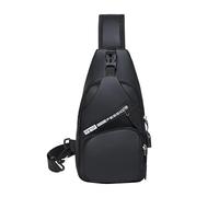 Focenat Men's Chest Bag, Sling Bag Shoulder Backpack, Waterproof Shoulder Bag, Anti-theft Leisure Chest Bag with Charging Port, Small Crossbody Bag for Hiking, Cycling, Travel, Camping (Black)