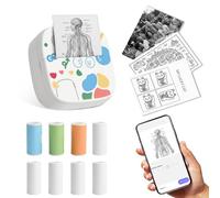 Focenat Mini Thermal Printer with 9 Rolls Paper, Portable Bluetooth Inkless Printer for Smartphone, Pocket Photo Sticker Maker for Study Note Journal DIY, Compatible with iOS