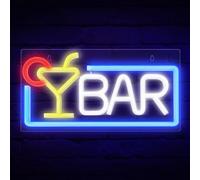 Focenat Neon Bar Sign, Acrylic LED Light for Wall Decor, USB Powered Open Sign for Home, Bar, Pub, Club, Bistro, Shop, Party Decor, 42x22x1.2cm