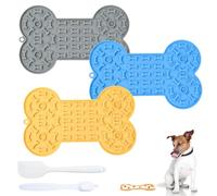 Focenat Pack of 3 lick mat with suction cup, lick mat cat, lick mat dog, slow feeder, lick mat with spatula and brush, feeding mat for bathing, care, training