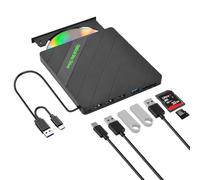 Focenat Portable DVD Burner, External CD DVD Drive USB, External with SD/TF Card Reader, Portable Burner, USB External Optical Drives, Slim Portable External Drive, for Laptop, Windows, Mac, PC,