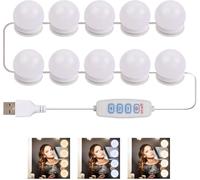 Focenat Vanity Mirror Lights Kits 3 Color Modes, 10 Dimmable Bulbs Hollywood Lights, Led Lights for Mirror, Led Mirror Lights, Bath Mirror Lamps, Make Up Light for Dressing Table, Room, Bathroom