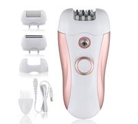 Focenat Women's Electric 3-in-1 Hair Remover with LED Light, USB Rechargeable, Epilation Face, Body, Armpits, Bikini, Dry and Shower Use, with Shaving Head and Exfoliating