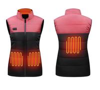 Focenat Women's Heated Jacket, Heated Vest, Heated Jacket, Heated Jacket for Skiing, Motorcycling, Hunting (Ohne Powerbank), black and pink, XL