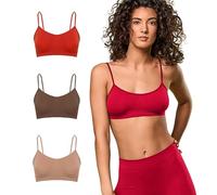 FOCENZA Women's Bra without Underwire, Brassiere with Narrow Shoulder in Stretch Microfibre, Multipack of 3 Pieces in Various Colours, Made in Italy, Red-Chocolate-Nude, L/XL