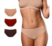 FOCENZA Women's Microfibre Briefs, Seamless Technology, Set of 3 in Various Colours, Made in Italy, Red - Chocolate - Nude, S-M