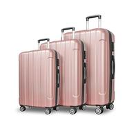 FOCHIER F Luggage Sets, Expandable 3 piece Hard Shell Luggage Set with TSA Lock, PC+ABS Hardside Travel Suitcase with Wheels for Women Men 20 24 28 Inch, Rose Gold, Small, Medium, Large, Travel