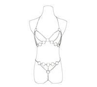 FOCICE BDSM Adult Women's Sexy Tassel Body Chain Cross Temptation Tassel Body Chain Safety Belt Metal Chain Sexy Underwear Set, Summer Beach Nightclub Party