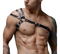 FOCICE BDSM Men's Chest Strap Adjustable PU Leather Gothic Punk Chest Strap Strap Binding Strap, SM Role Playing Clothing Bar Nightclub Fetish Club Party Club Makeup Ball
