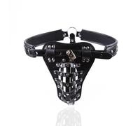 FOCICE Men’s Chastity Belt Leather Harness - Adjustable Locking Underwear with Key, Fetish Role Play Costume G-String Briefs