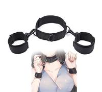 FOCICE Sex Bondage BDSM Kit Neck to Wrist Cuffs Restraints Adjustable Removable Collar Handcuffs Fetish Necklace Erotic Slave Sex Toys for Adult Couples Unisex Roleplay SM Games