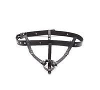 FOCICE Woman PU Leather Chastity Pants, Chastity Belt Thong with Waist and Thigh Strap, Fashion Accessory