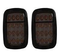 FOCKCPGEGV Tail Light 2pcs LED Tail Lights For Jeep For Wrangler TJ CJ Taillight Brake Reverse Turn Signal Light Smoked Len Stop Reverse Rear Brake Rear Trailer Light Indicator( Black)