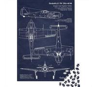 Focke-Wulf FW 190 Blueprint Jigsaw Puzzle for Adults, 1000 Pieces, 52x38cm/1000pcs, Quiet Home Activity, Family Time And Year-Round Leisure