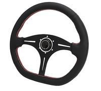 Focket 6 Screw/Fastener Steering Wheel, 14in Genuine Leather Wrapped Universal Steering Wheel, Drift with Aluminum Alloy Spokes for Cars