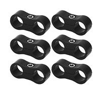 Focket 6AN Hose Separator Clamp, AN6 Fuel Line Mounting Clamp 10PCS Aluminum Hose Fitting Adapter, Black Hose Aluminum Clamp for 3/8 Fuel Hose, Oil Line, Brake Line, Water Pipe, Gas Line