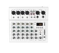 Focket Audio Mixer, Bluetooth 6 Channel Mini DJ Mixing Console, Compact Portable Audio Interface Sound Board with Reverb Effect, MP3 Support for Studio, Recording, Karaoke (White)