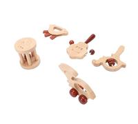 Focket Baby Rattle, Natural Wood Safe Chewing Multifunctional Handbell Clacker Design Toys for Infants 0-6 Months, Wooden Baby Toys with 5PCS Set Including Rattle Cart 2