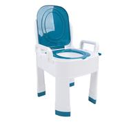 Focket Bedside Commode Chair, Portable Anti Slip Design Removable Handrails Strong Weight Capacity Portable Toilet Shower Chair for Elderly with Trash Bags for Seniors Pregnant Women (Blue)