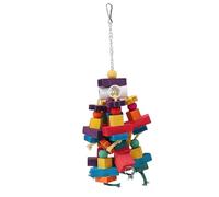 Focket Bird Toys, Extra Large Multicolored Blocks Chewing Toy for Parrots, Large Bird Toys with Hanging Design for Entertainment Exercise for Macaws Birds