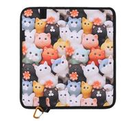 Focket Camping Sitting Pad, Rainproof Oxford Fabric Thick Outdoor Mat, Portable Folding Cushion with Hook for Picnic Hiking Camping Family Outing Kids Outdoor Activities Seat (Cat Style)