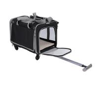 Focket Cat Carrier With Wheels, 4 Mesh Windows Foldable Design Removable Four Wheel Platform Telescopic Handle Rolling Pet Carrier Portable Dog With Non Slip Adjustable Shoulder