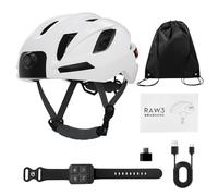 Focket E Bike Helmet, Intelligent LED Turn Signals 1080P HD Camera Bike Helmet with Camera Bluetooth with Removable 1350mAh Battery and Wrist Remote for Adults Youth Men (White)