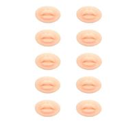 Focket Fake Lips, 10PCS Soft Elastic Silicone Practice Lips, 3D Lip Model with Mouth Opening Teeth Design for Training Novice Practice (Light Skin)