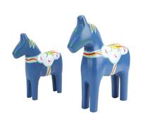 Focket Hand Painted Swedish Dala Horse Figurine, Wooden Horse Statue with Traditional Scandinavian Design for Christmas Home Decor (Blue)